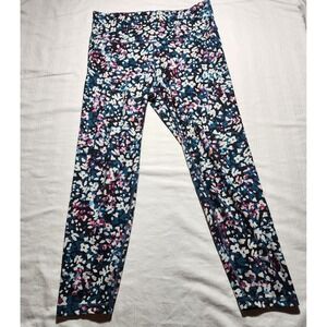 Gap Fit Womens Leggings Medium Black Multi Floral Elastic Hip Fashion Yoga